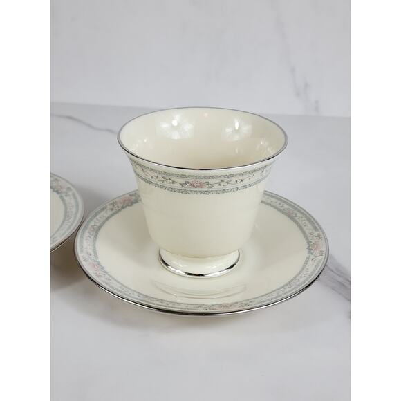 Lenox Charleston China Tea Cup Saucer Porcelain Ivory Year 90s Dinnerware USA x3 - Picture 8 of 16